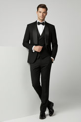 Black Jacquard Tuxedo with Satin Shawl Lapel